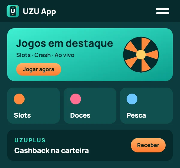 Tela inicial do aplicativo com jogos em destaque